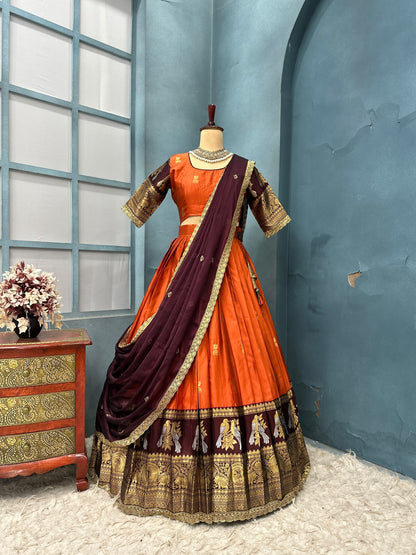 Jhumka Kanjivaram designer lehenga set