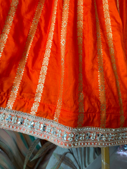 Orange designer Kalamkari maggam work dupatta