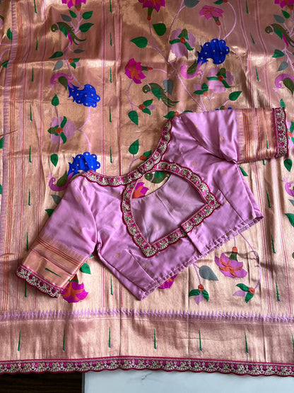 Banarasi pattu saree with paithani weaving saree with stitched blouse