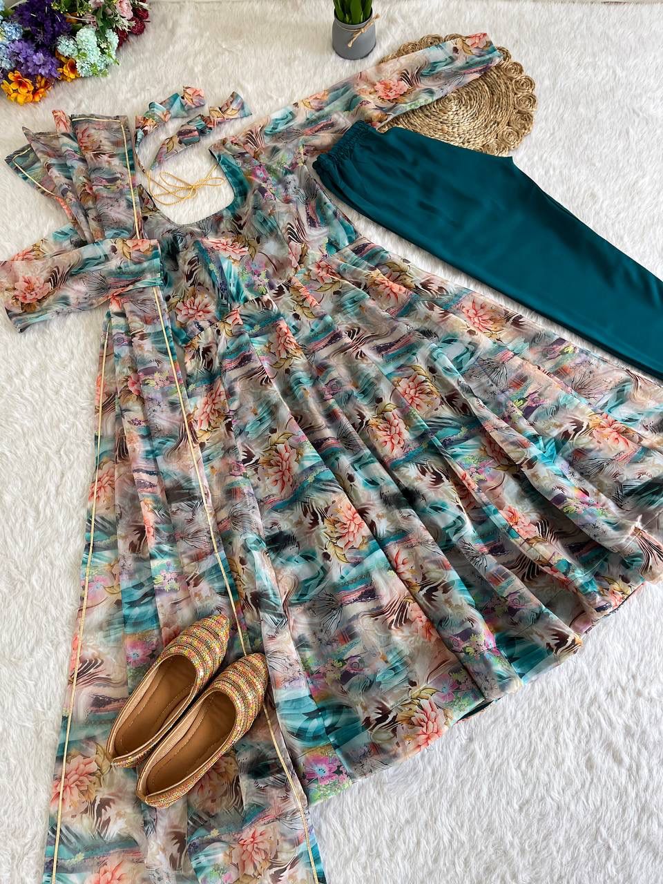 Organza Anarkali Gowns for party wear