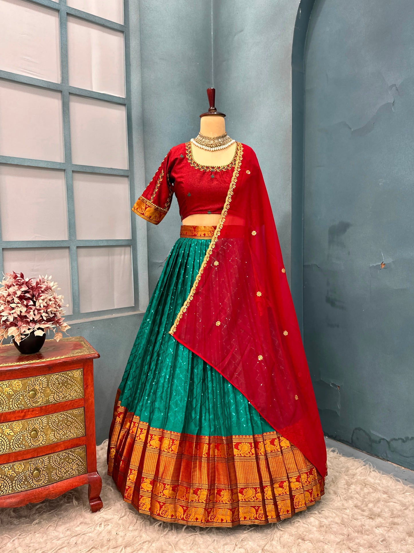 Narayanapet sequence work Designer lehenga