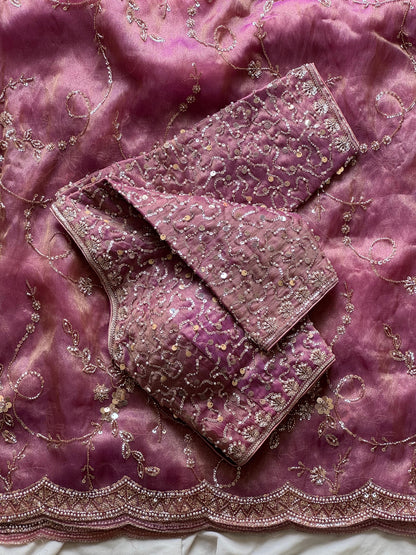 Cocktail Handwork Luxe saree with stitched blouse