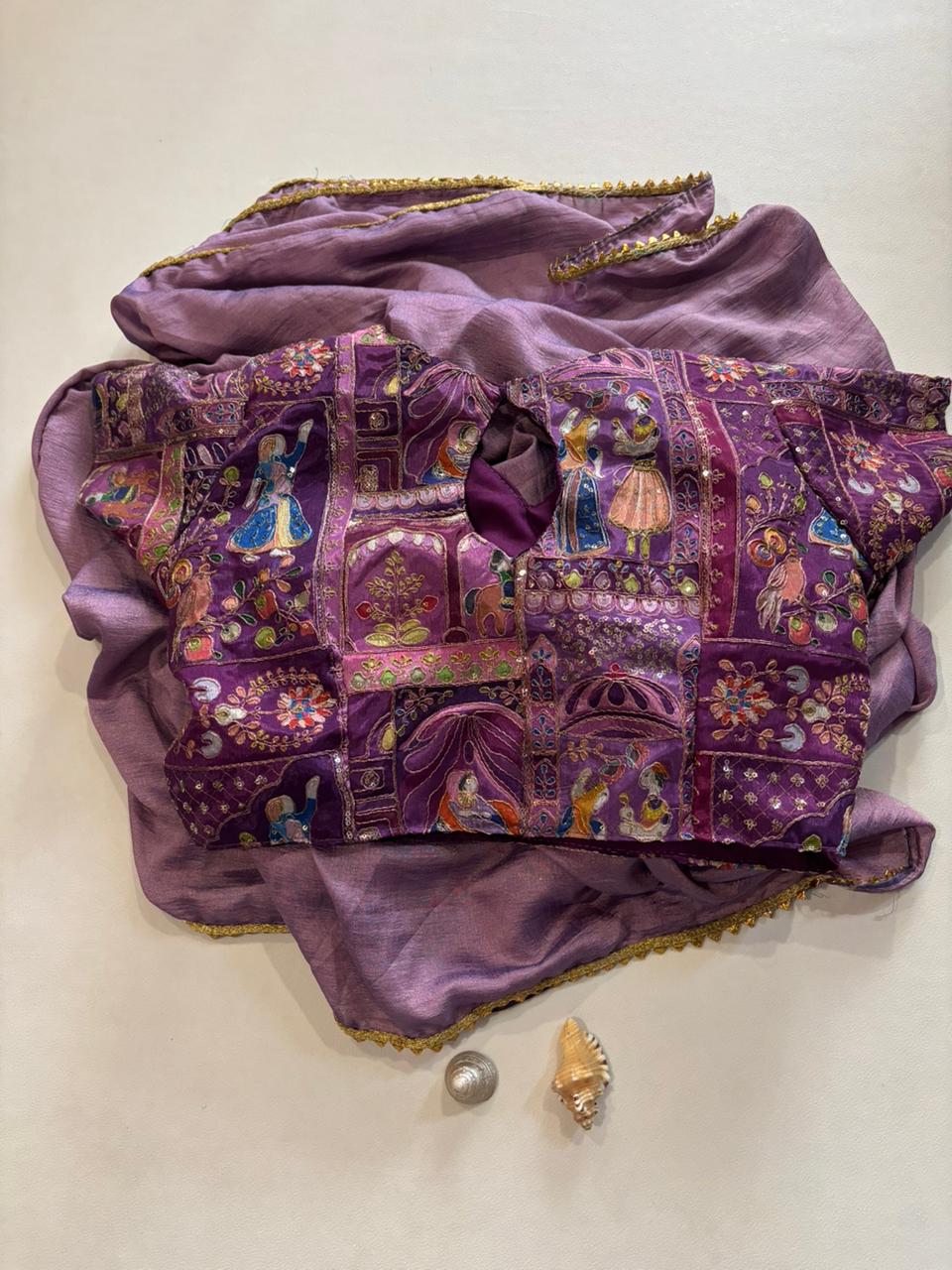 Rajaranu Position Stitched Blouses with Vichitra Silk saree