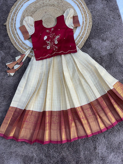 Kids cute Sravanamasam special semi Pavada sets