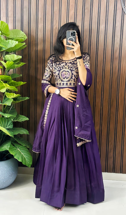 Heavy embroidery work Gown with  duppata