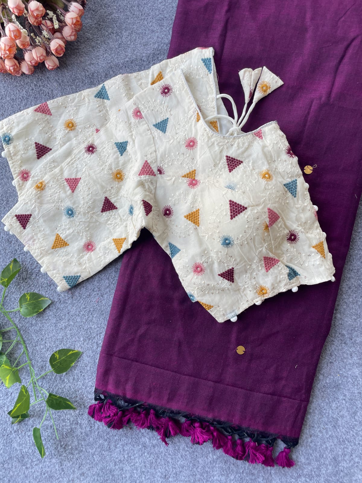 Khadi Cotton with stitched blouse