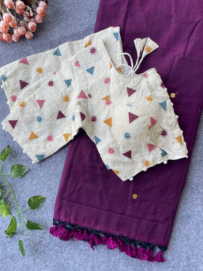 Khadi Cotton with stitched blouse