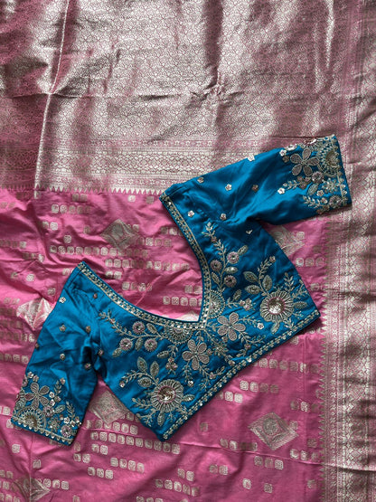 Crafted Banarasi pattu with intricate designer luxe saree with stitched Blouse