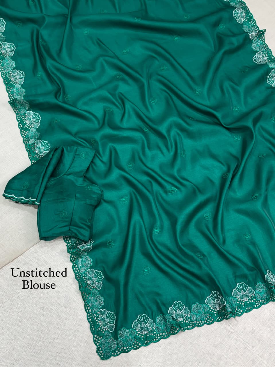 Korean tusser trendy zari embroidery saree