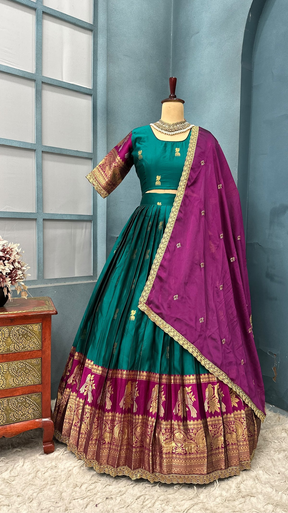 Jhumka Kanjivaram designer lehenga set
