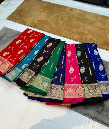 Semi pattu georgette Katan silk saree