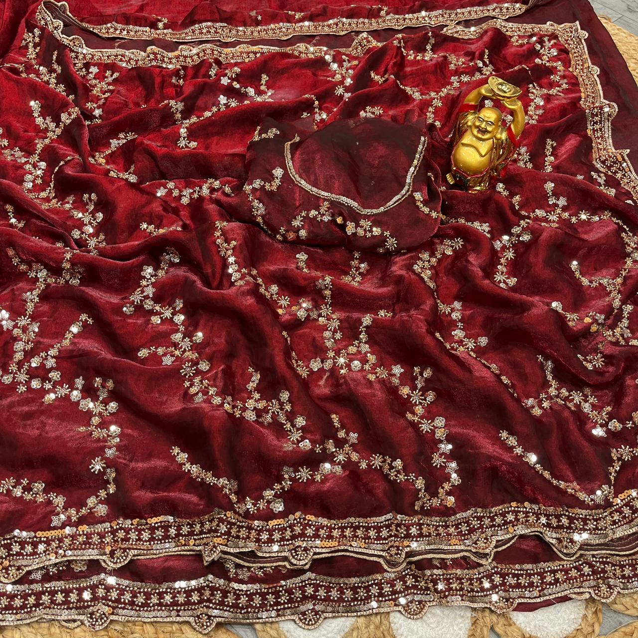 Luxe Cocktail Velvet Shine  Handwork Sarees