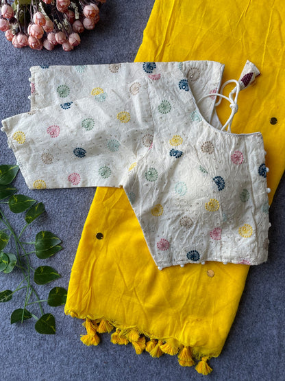 Khadi Cotton with stitched blouse