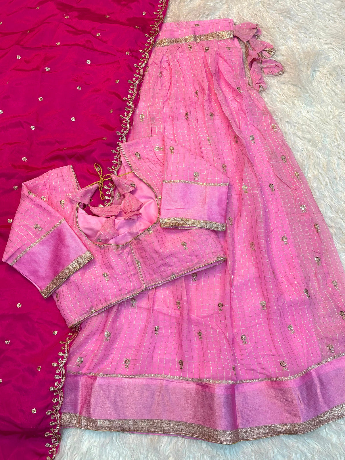 Viscose Georgette checks Designer lehenga