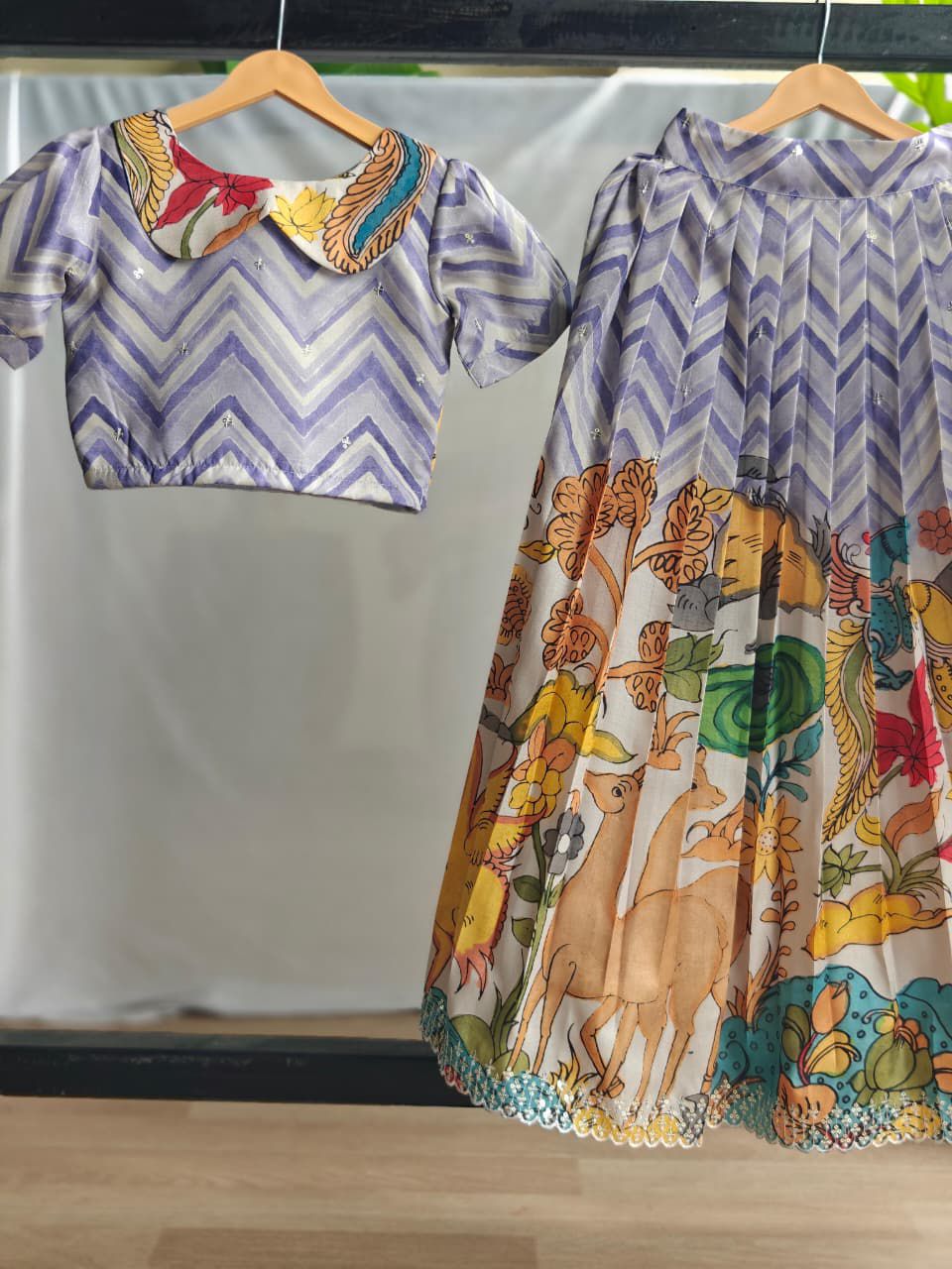Tussar silk Kalamkari Kids Crop top 🫶🏻
