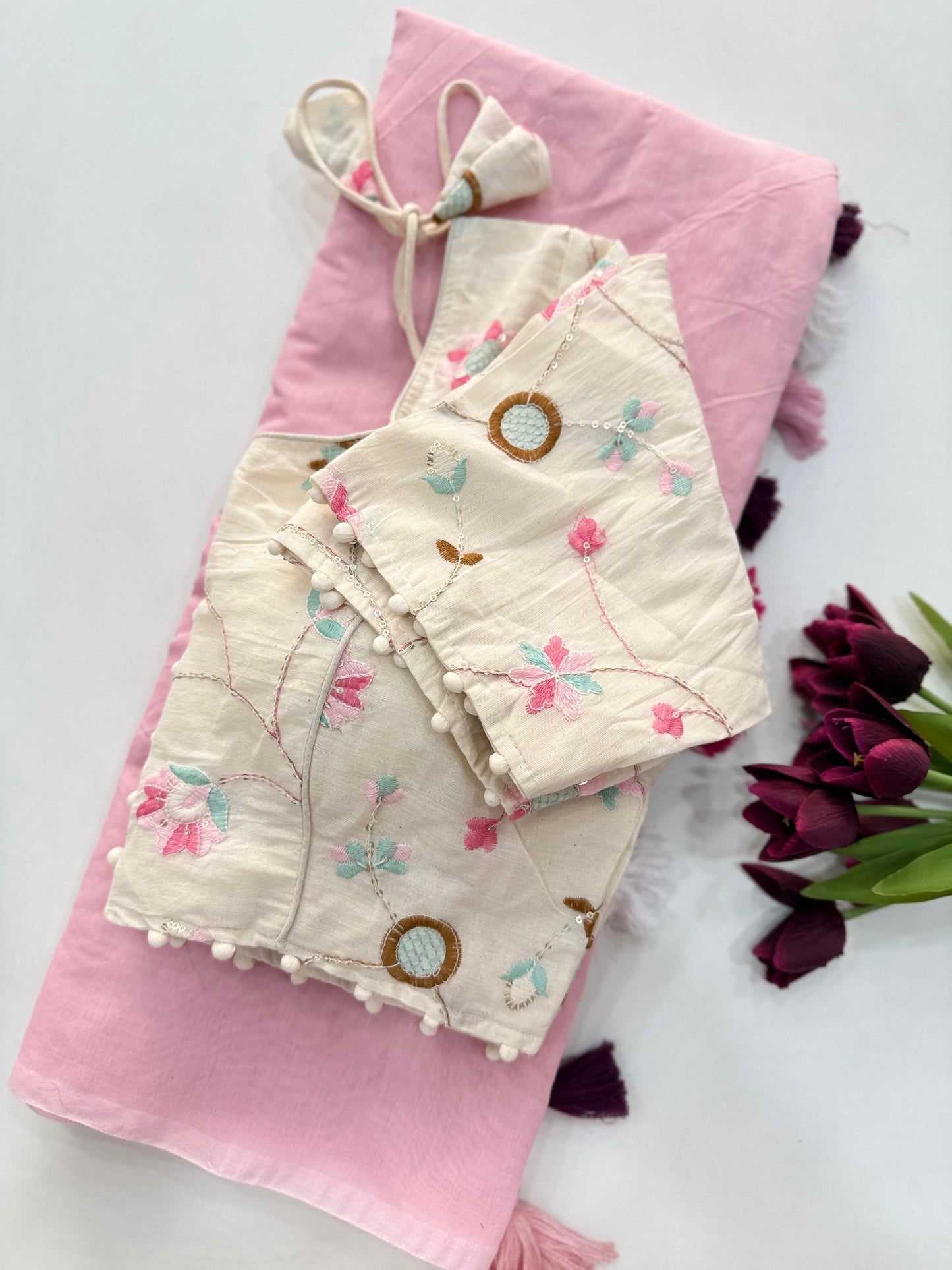 Khadi Cotton Saree with Desginer blouses Instagram best seller