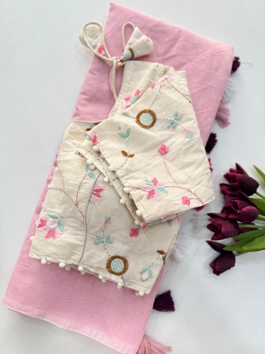 Khadi Cotton Saree with Desginer blouses Instagram best seller