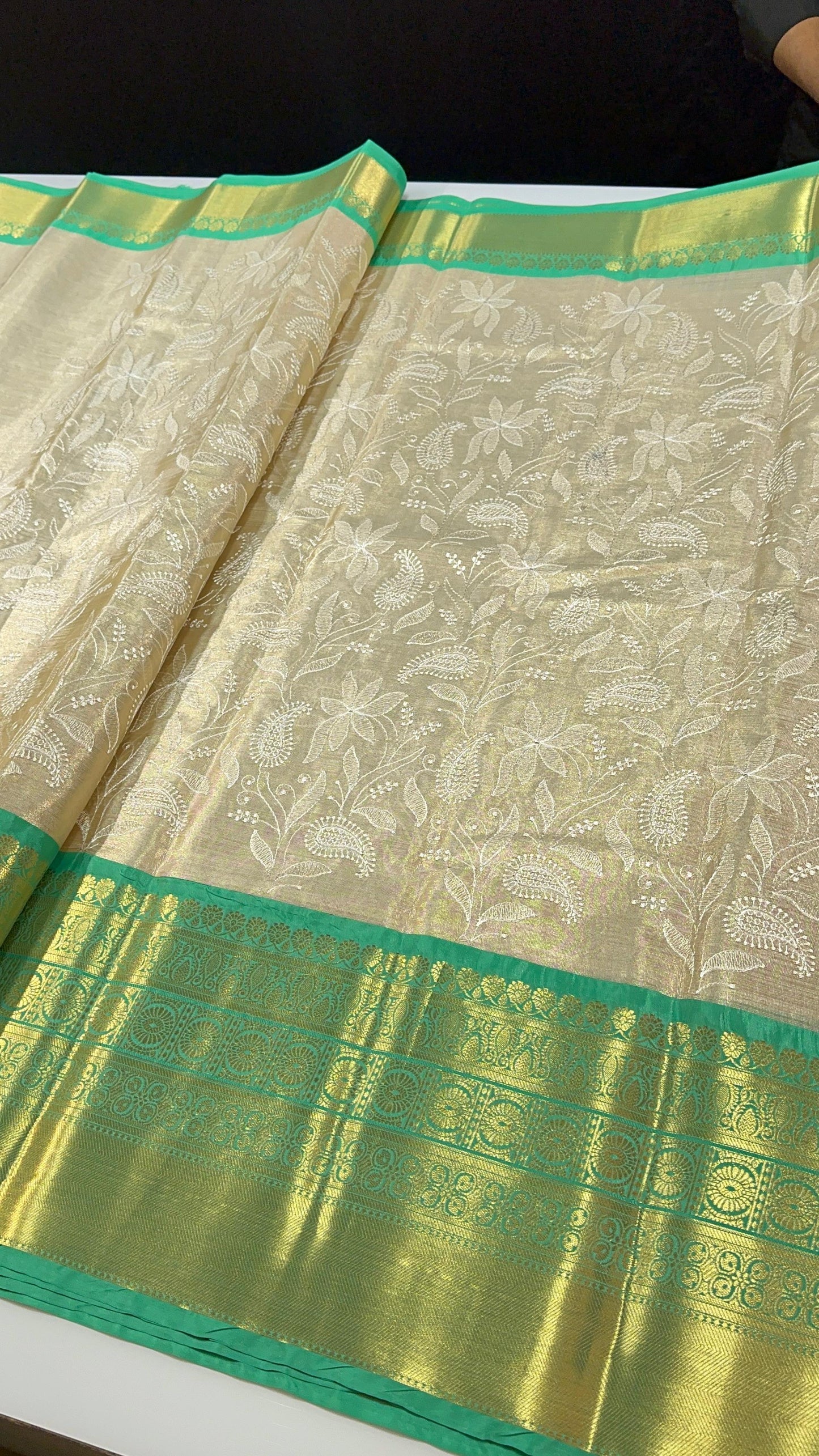 Viral Banarsi tissue chikankari jaal embroidery vintage sarees