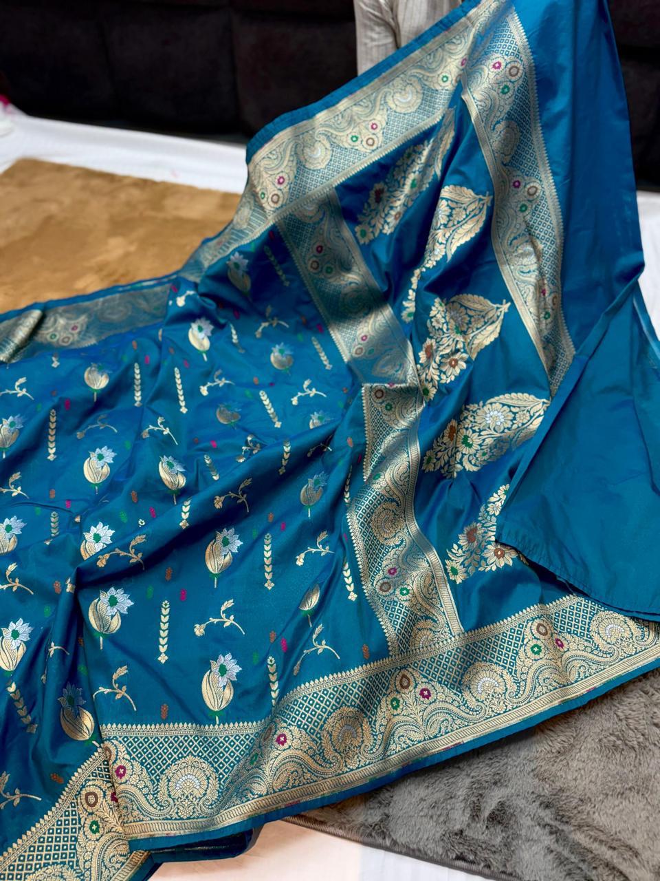 Semi pattu georgette Katan silk saree