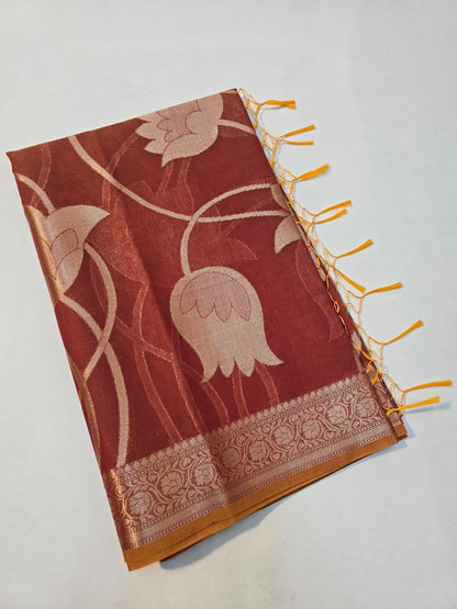 Banarasi mul cotton silk jaal pattern sarees