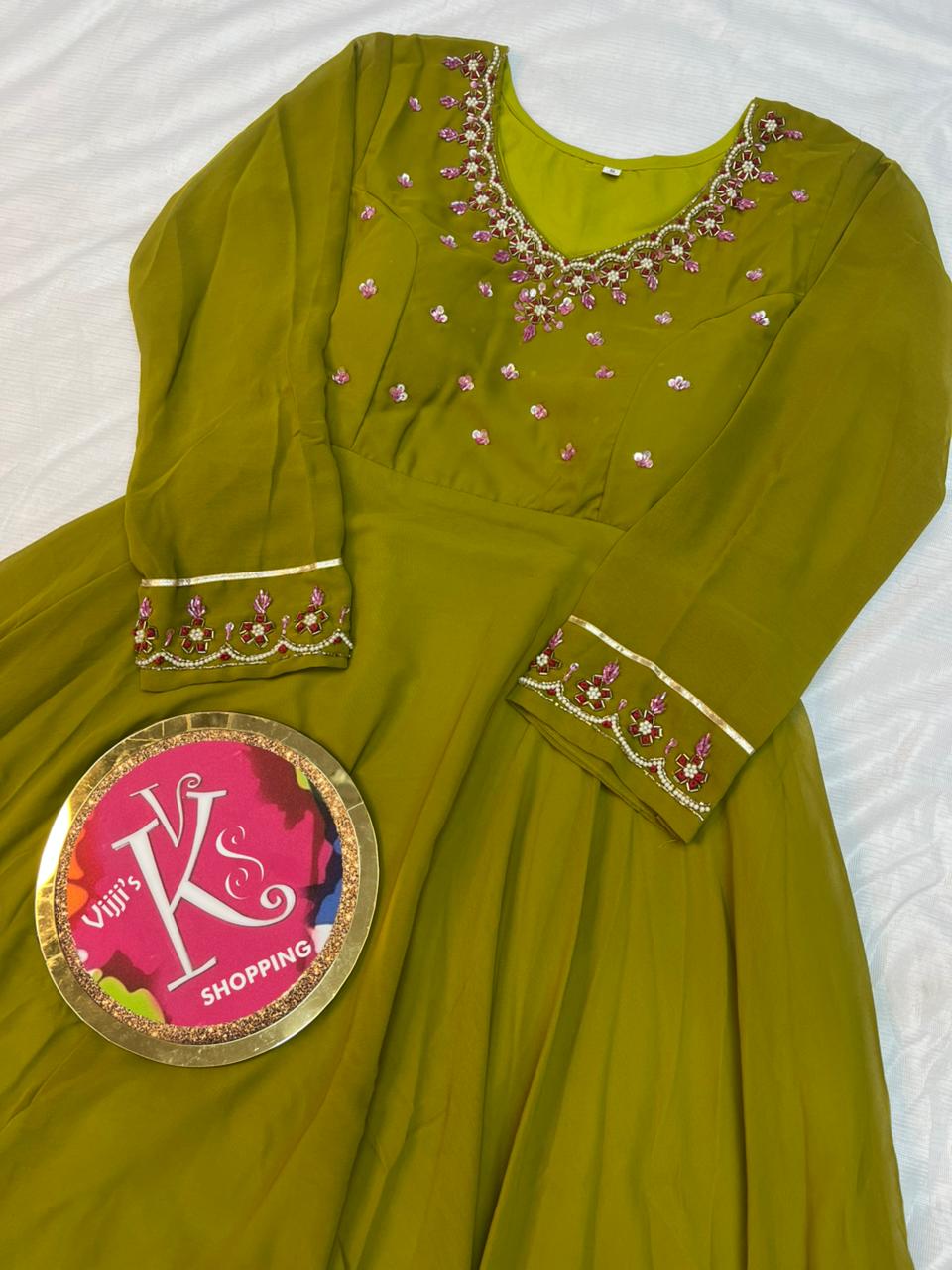 Georgette silk handwork Anarkali gowns