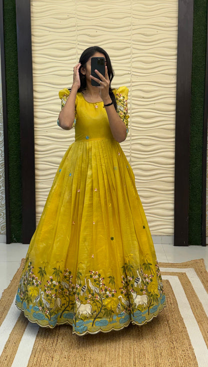 Soft crush pichwai classic gowns