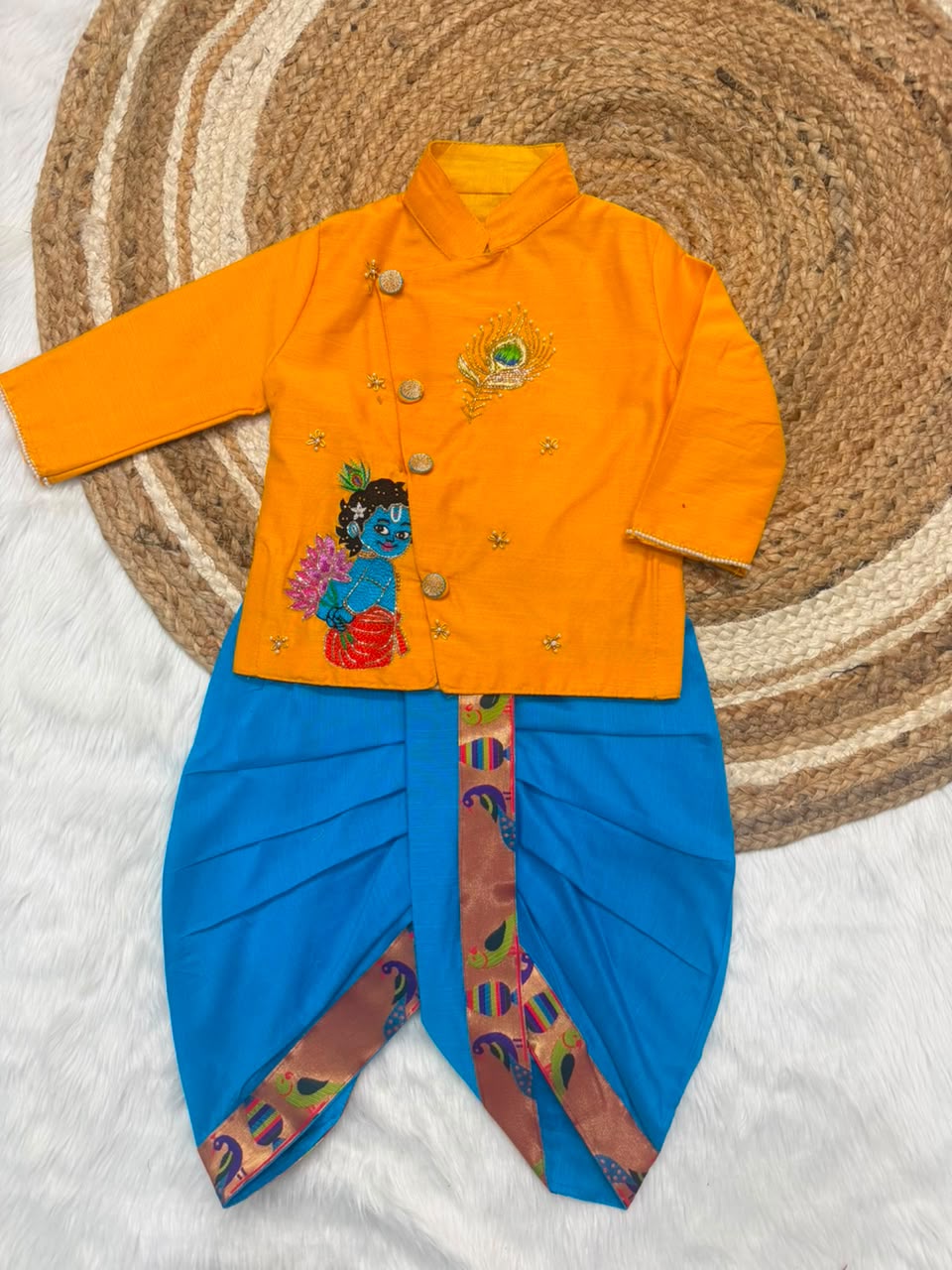 Premium Boy  Raw Silk Kurta with Dhoti Set