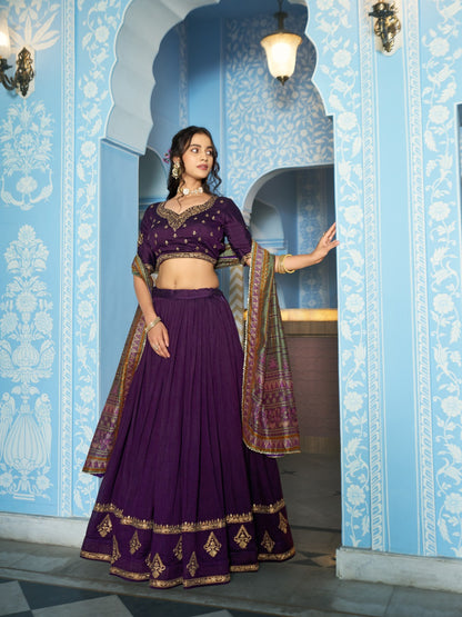 Vichitra silk royal designer lehenga