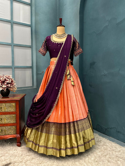 Kanchipuram Checks Designer lehenga set
