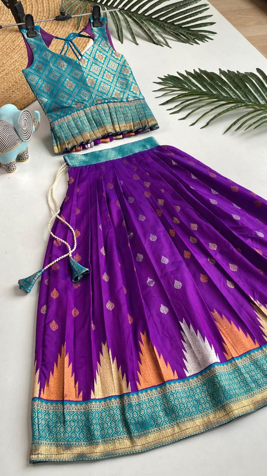 Kids cute pattu colourful panel work sets