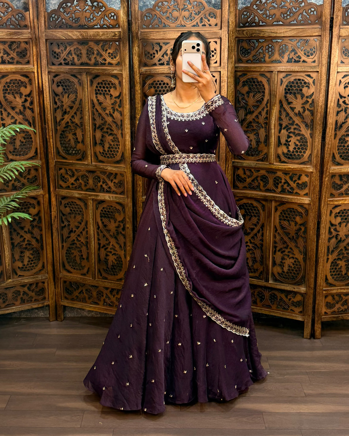 South style silk gown with dupatta