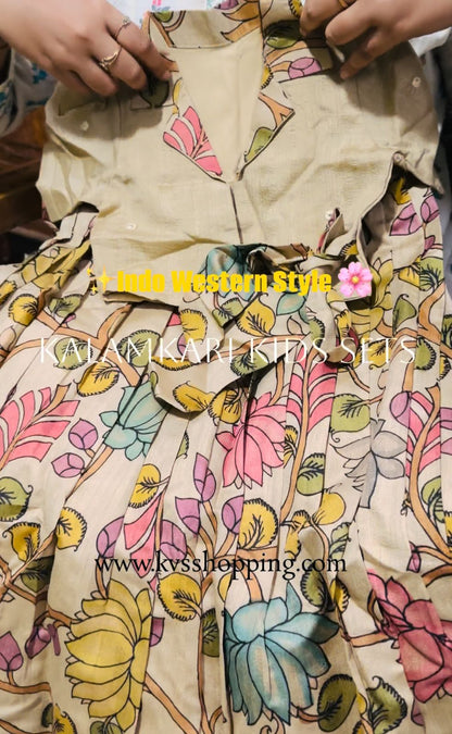 Indo western style kids cute Kalamkari sets