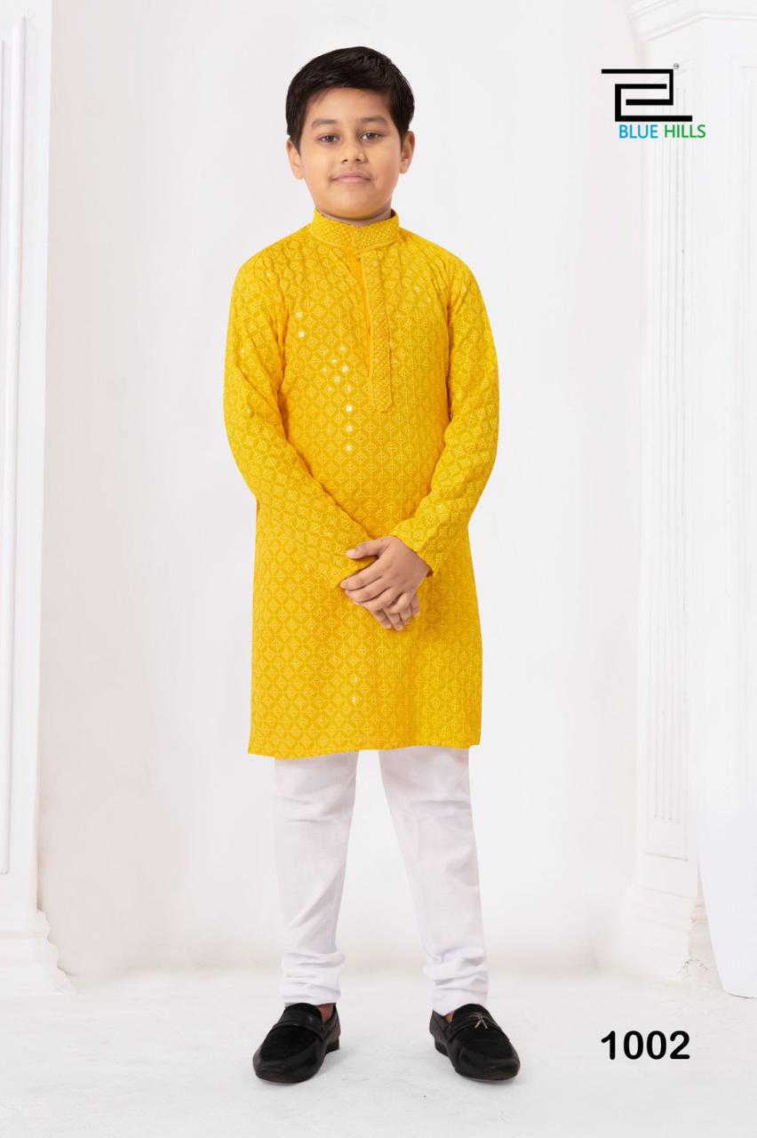 Kid boys chikankari  work  kurta sets