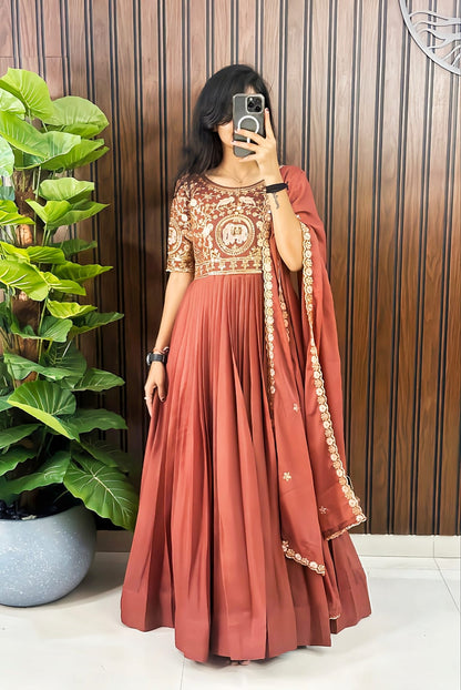 Heavy embroidery work Gown with  duppata
