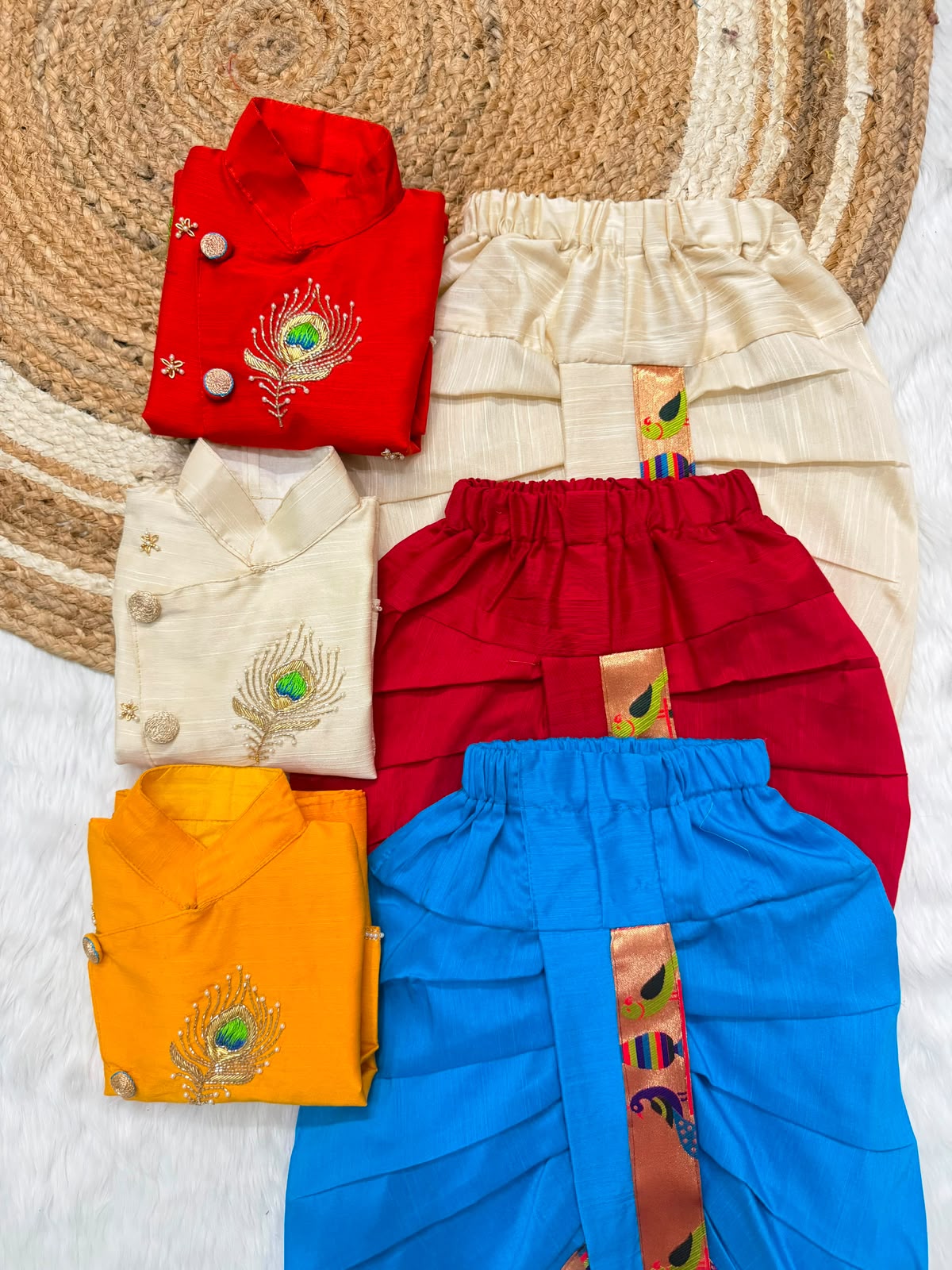 Premium Boy  Raw Silk Kurta with Dhoti Set
