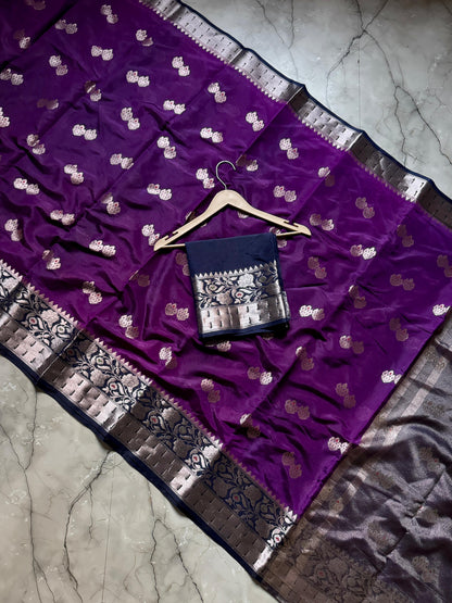 Handloom  colourful Row Mango Vintage saree