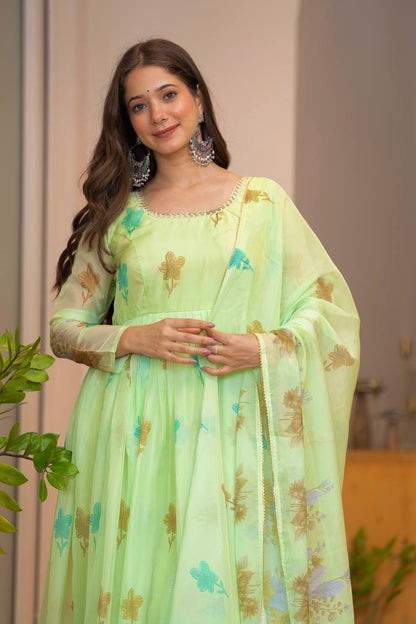 Floral printed Organza Anarkali Suit set