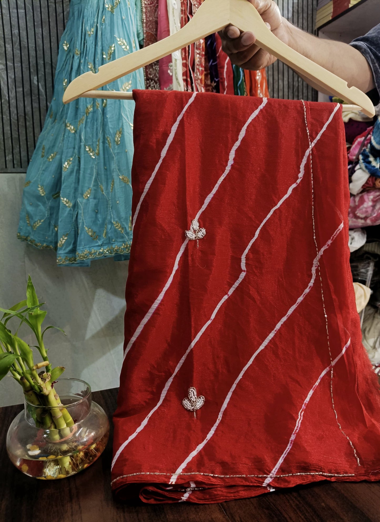 Trendy chiffon katdana lehriya sarees