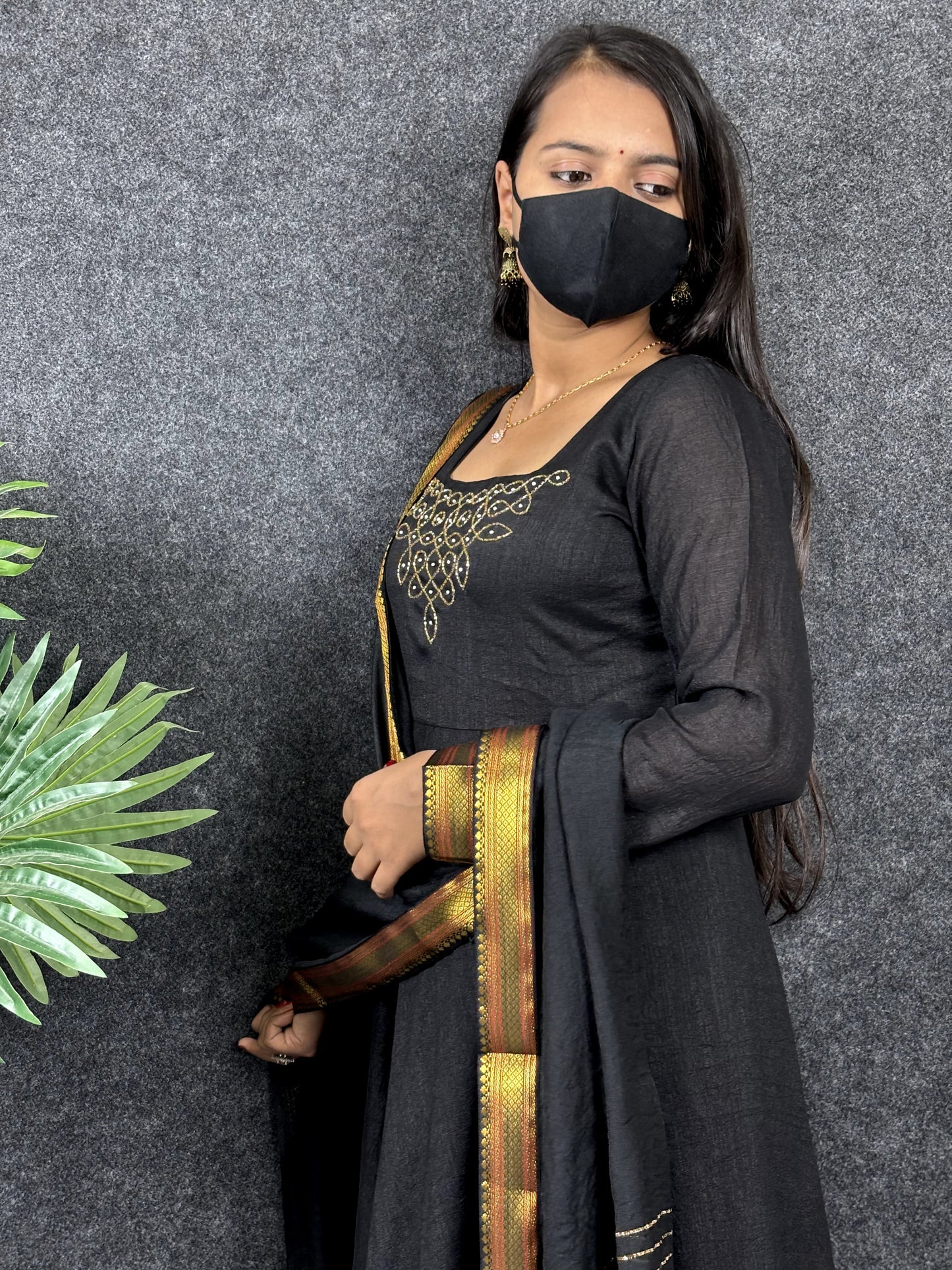 Sonali Bendre Vichitra silk hand work gown