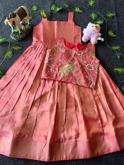 Kids tissue frock with coat model 2 in one