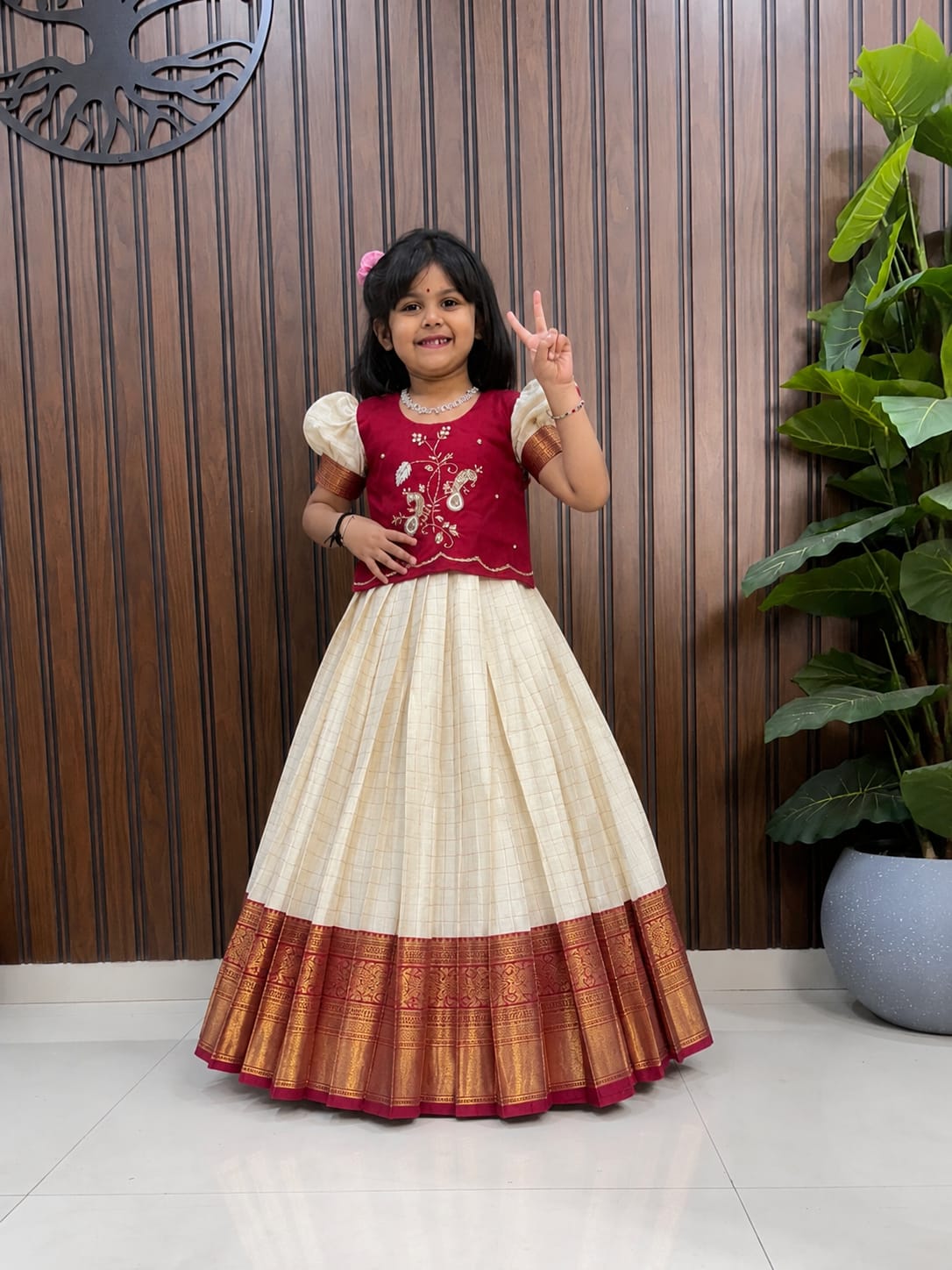 Kids cute Sravanamasam special semi Pavada sets