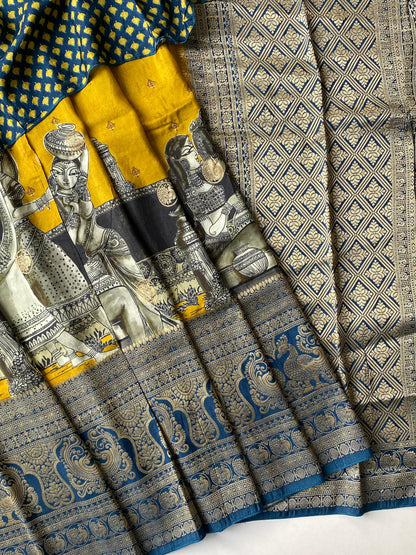Kalmkari Bandhini fusion  luxe georgette saree