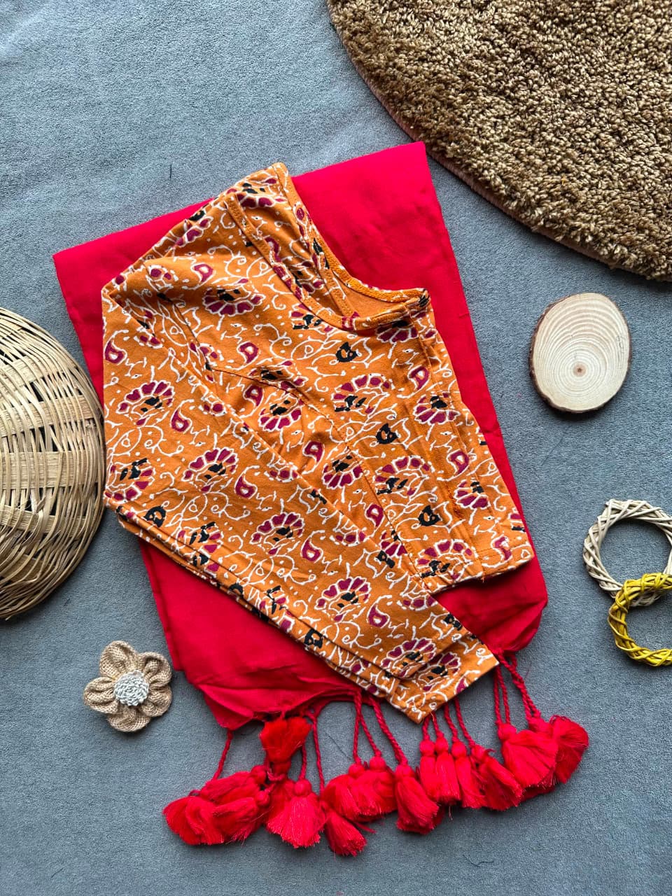 Khadi Streachable cotton stitched blouse