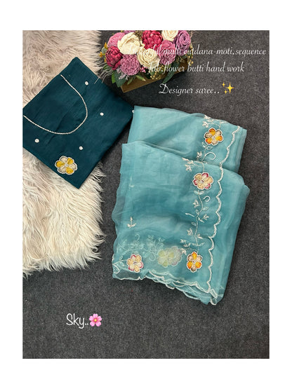 Crafted  saree in new premium softness fairy fabric for that silky, graceful drape.