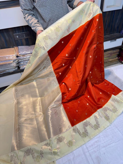 Semi Pattu Green Rao Mango soft silk minakari sarees