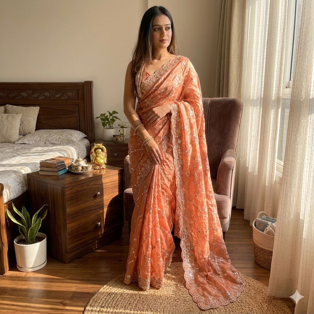 Luxe grand party beeds work velvet shine saree