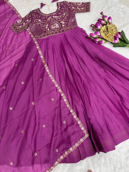 Heavy embroidery work Gown with  duppata