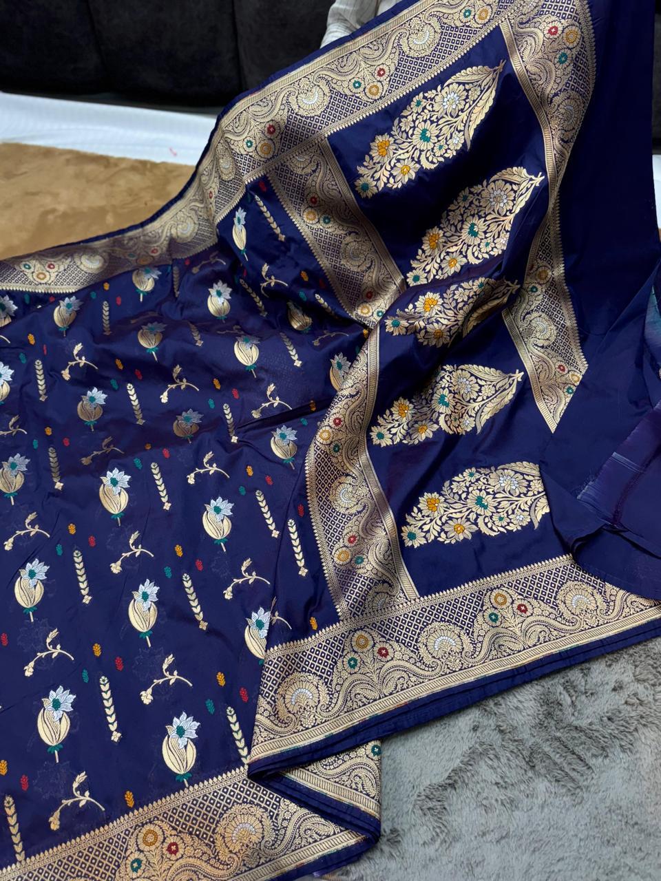Semi pattu georgette Katan silk saree