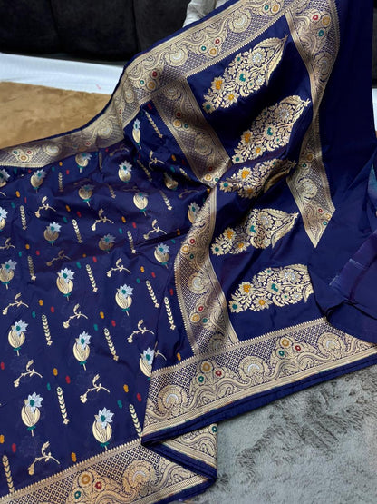 Semi pattu georgette Katan silk saree