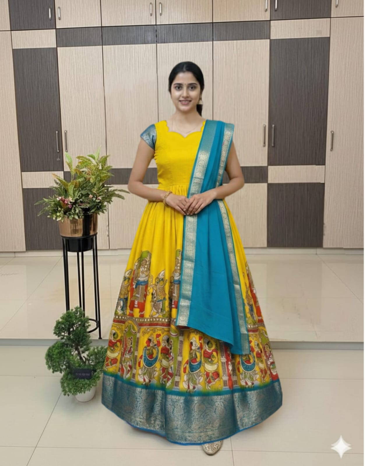 Classic Kalamkari Dola silk Gowns Insta